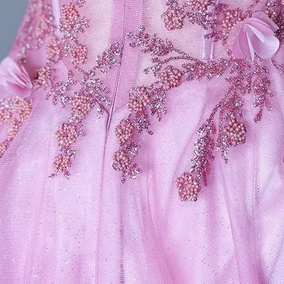 NEW LONG OFF SHOULDER STRAPLESS A-LINE DRESS EMBROIDERED WITH BEADS AC TM1015